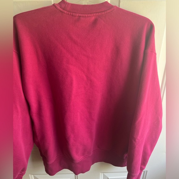Aritzia TNA Womens Sweatfleece Terry Fleece Boyfriend Fit‎ Fuschia Crew Neck SM - Picture 5 of 7
